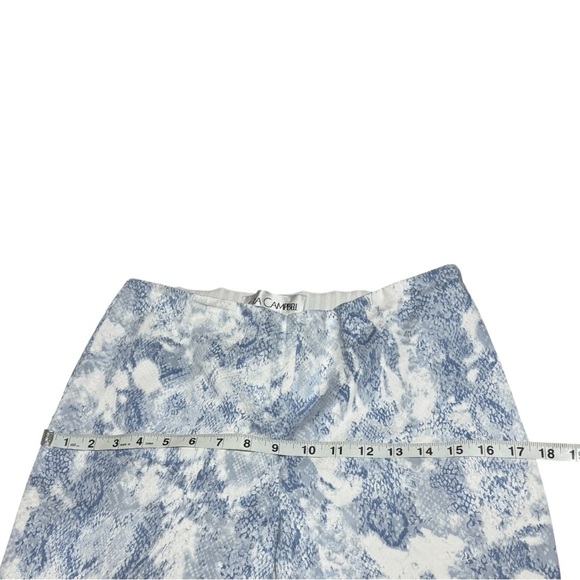 Sara Campbell Blue White Abstract Print Crop Pants Fringe Hem Size 6 - Picture 4 of 11